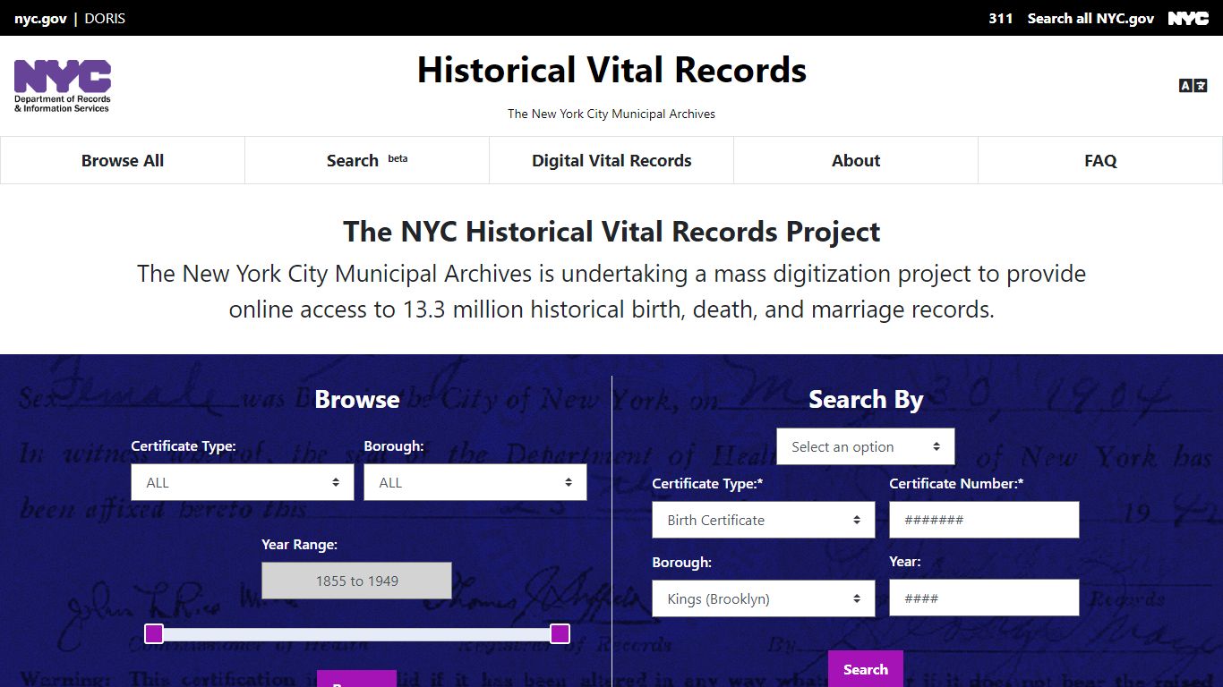 Home - Historical Vital Records of NYC - New York City